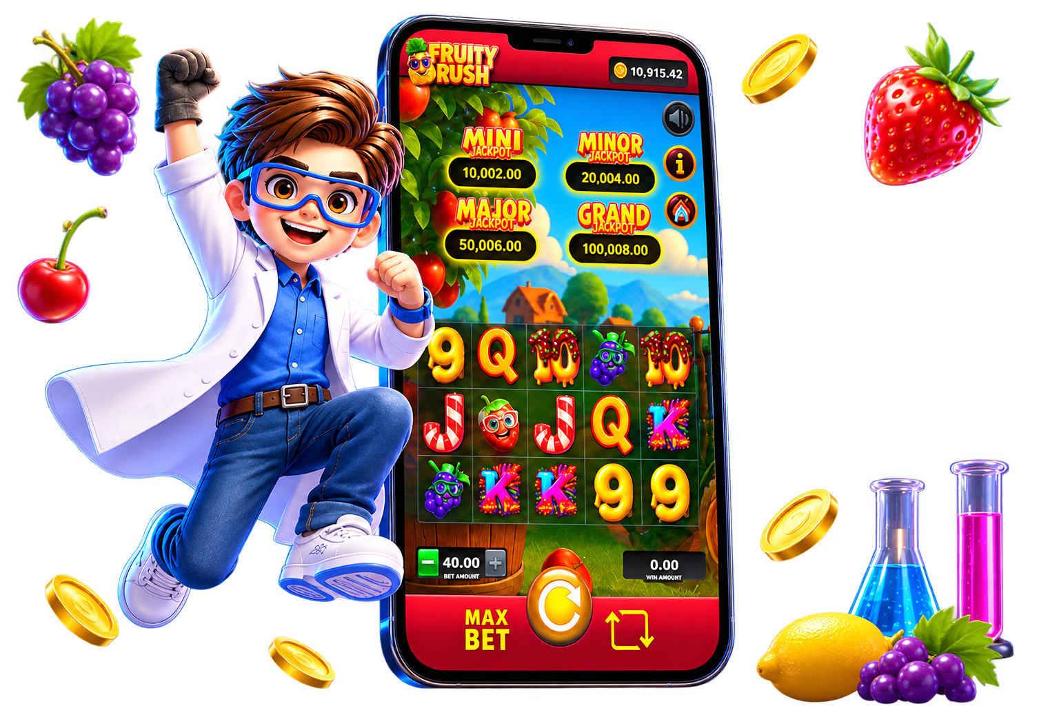 BetrixLab lobby and win celebration on mobile